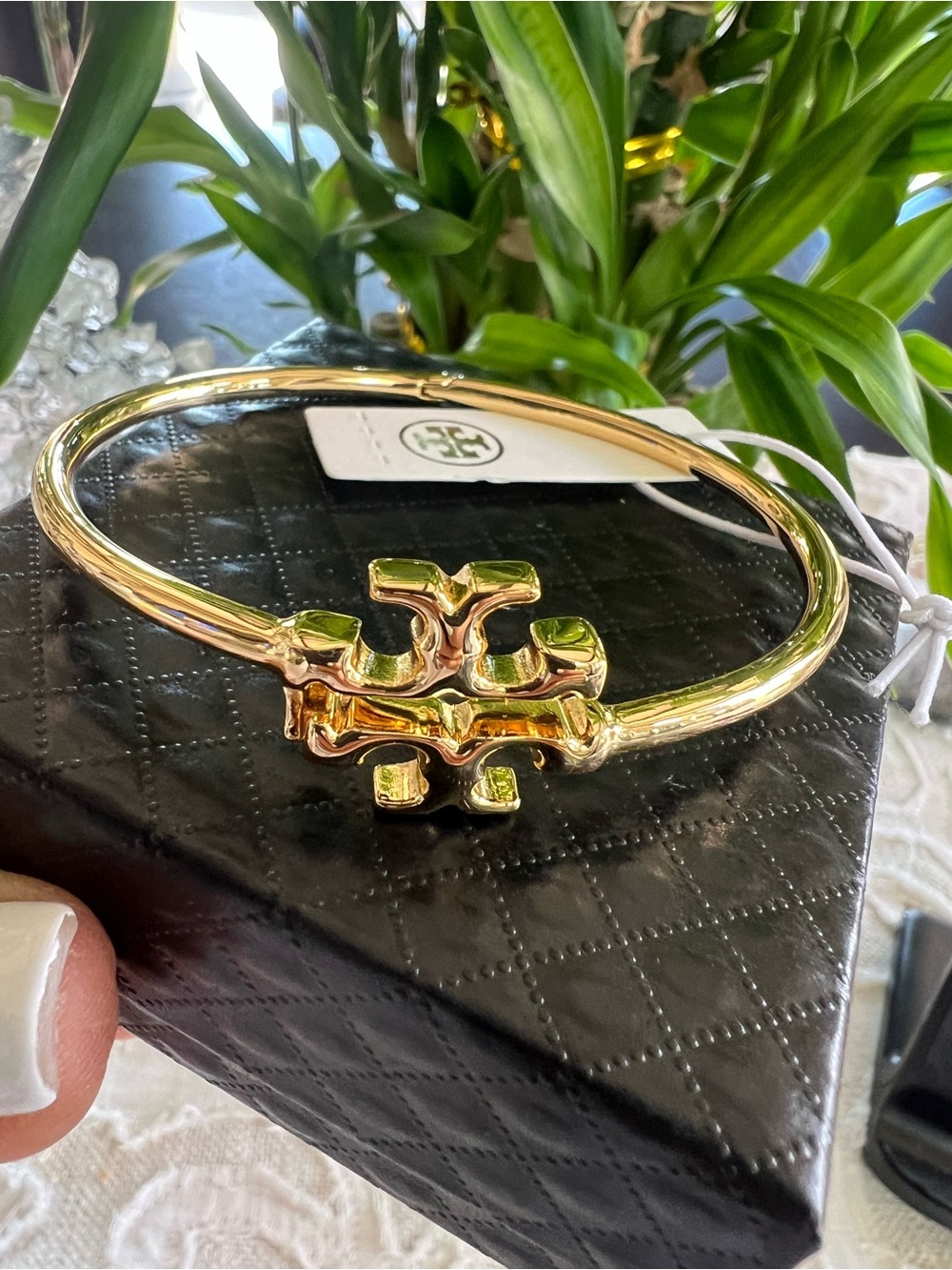 Tory Burch Gold Logo Hinge Bangle